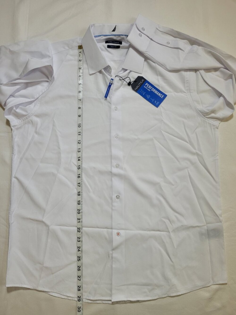 Nautica Mens Performance Dress Shirt Slim Fit Stretch White Button Down XL NEW - Picture 7 of 9